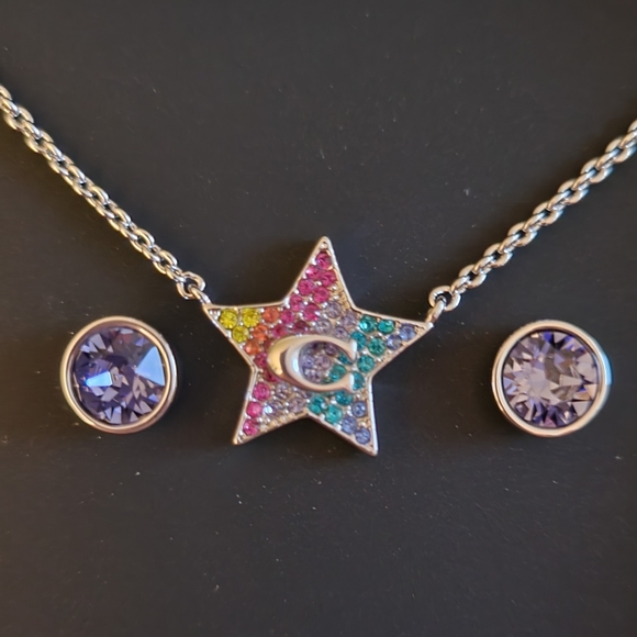 Coach Star Swarovski Crystals Necklace and Stud Earrings Jewelry Set - Picture 3 of 8
